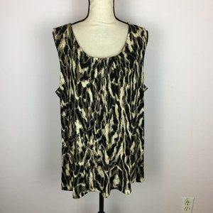 Chico's Travelers Tank Top Size 3 (XL) Womans Black Brown Slinky Knit Sleeveless